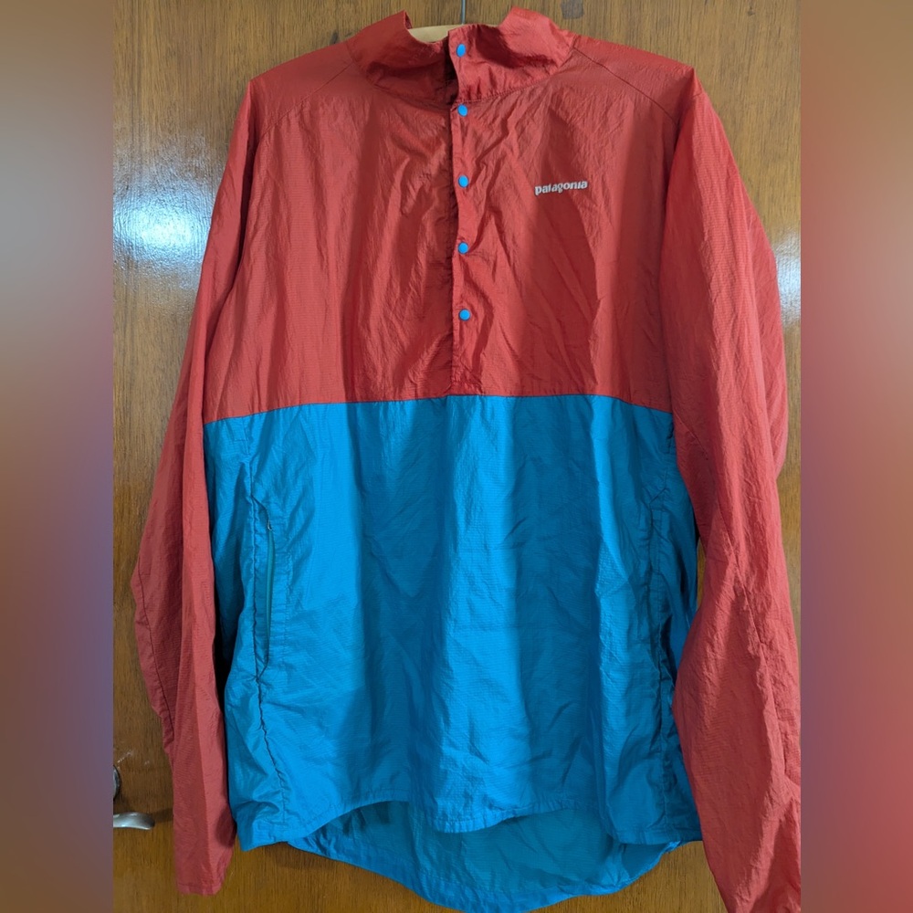 Patagonia Men's Two-Tone Red & Blue Houdini Pullover/Stowable Jacket - XL